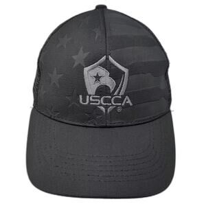 USCCA Trucker Hat Black Gray OS Adjustable Mesh Embroidered US Flag Pattern